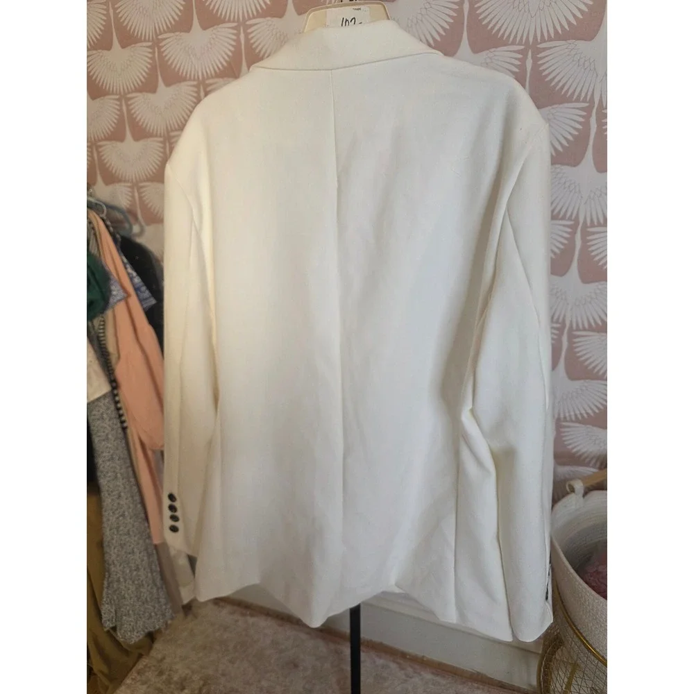 NWT Manly White Dralon Linen Notch Lapel Two Buttons Casual Blazer Sz XL Resort